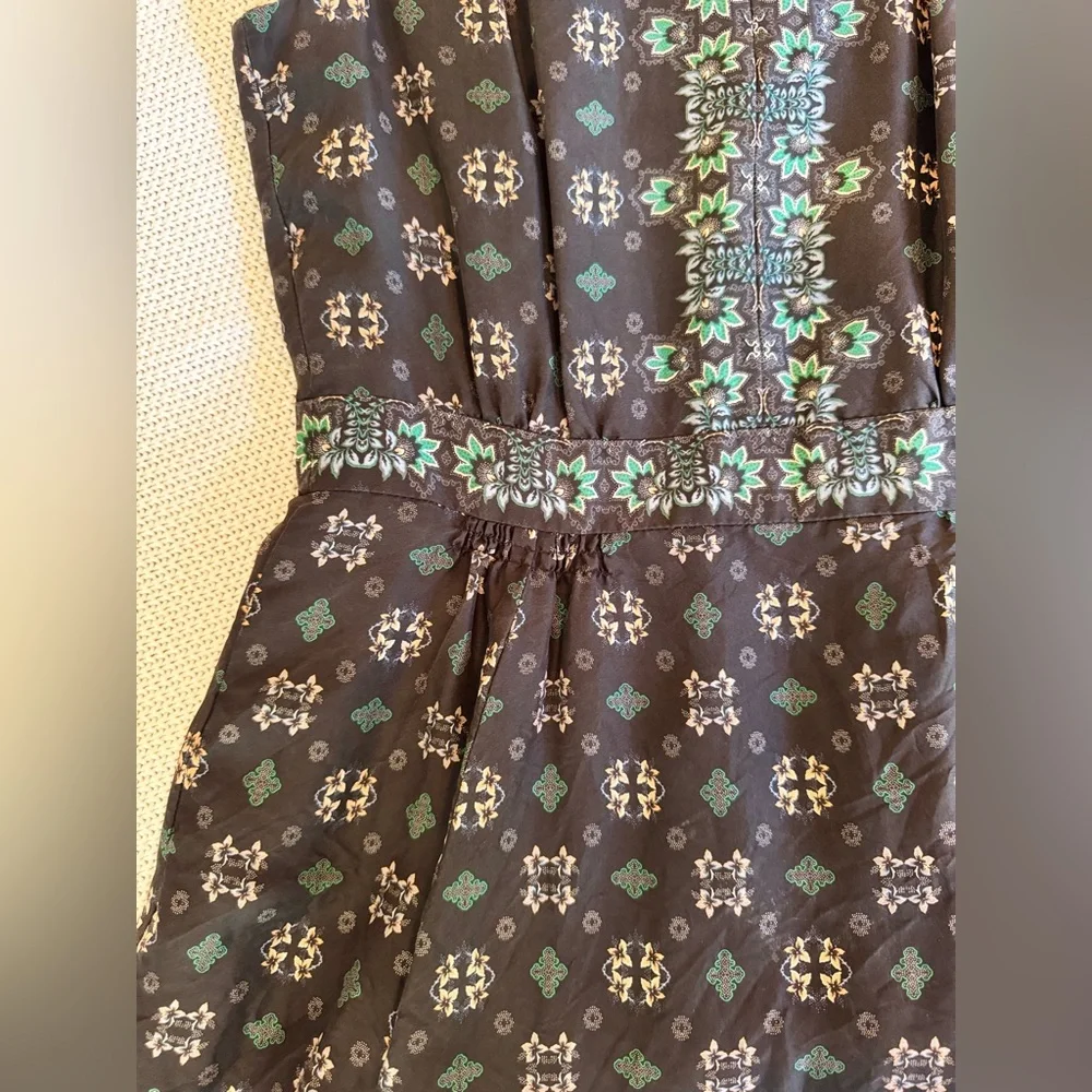 J. CREW 100% Silk Cap Sleeve Black Floral Midi Dress